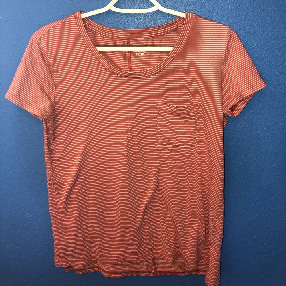 Peach and white striped blouse(size: XS)